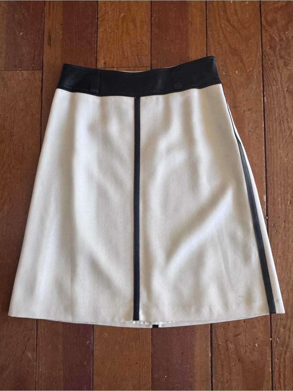 D&G Cream A-Line Skirt with Black Trim